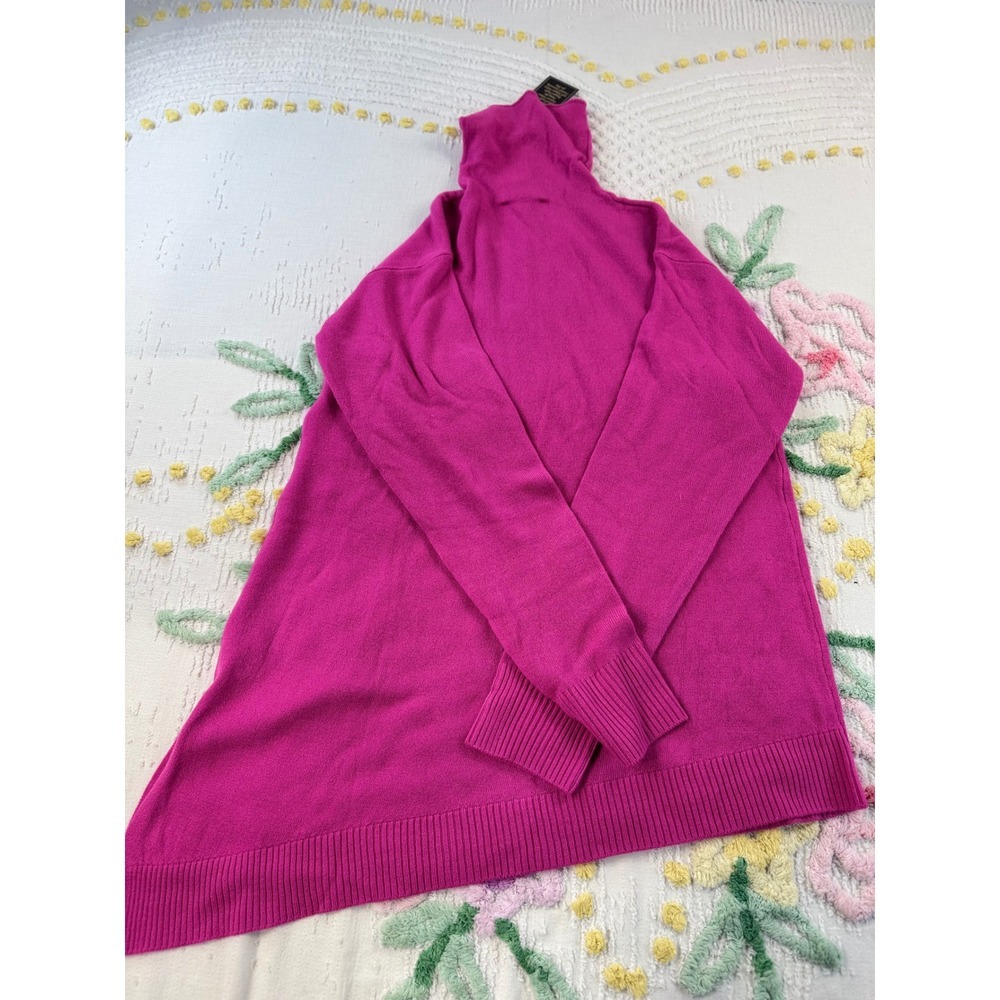 DG2 Diane Gilman Pink Asymmetrical Turtleneck Sweater Womens Small NWT Fuchsia - Picture 3 of 10